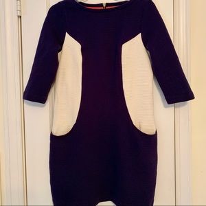 Boden navy and white sweater dress